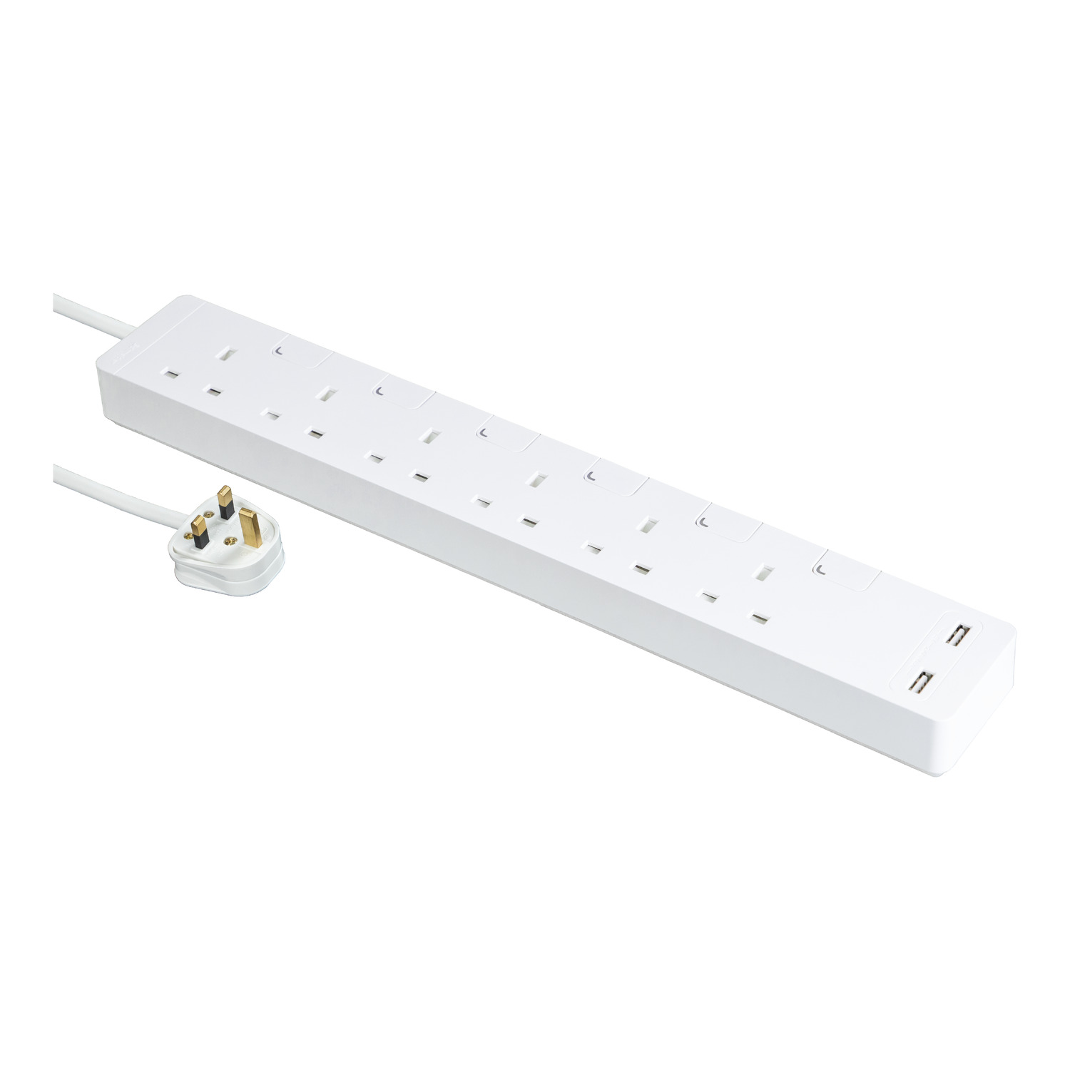 AvatarOn 6-Socket Power Strip with USB Ports | White Finish