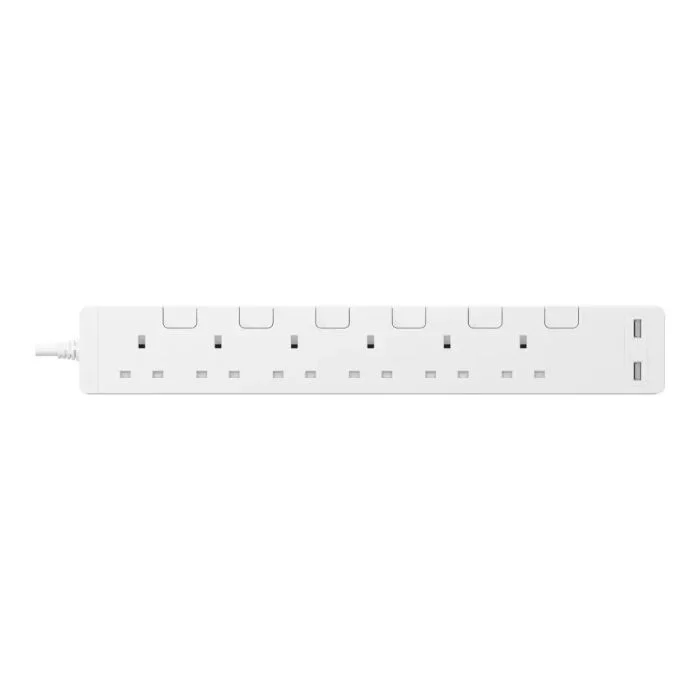 AvatarOn 6-Socket Power Strip with USB Ports | White Finish - Image 4
