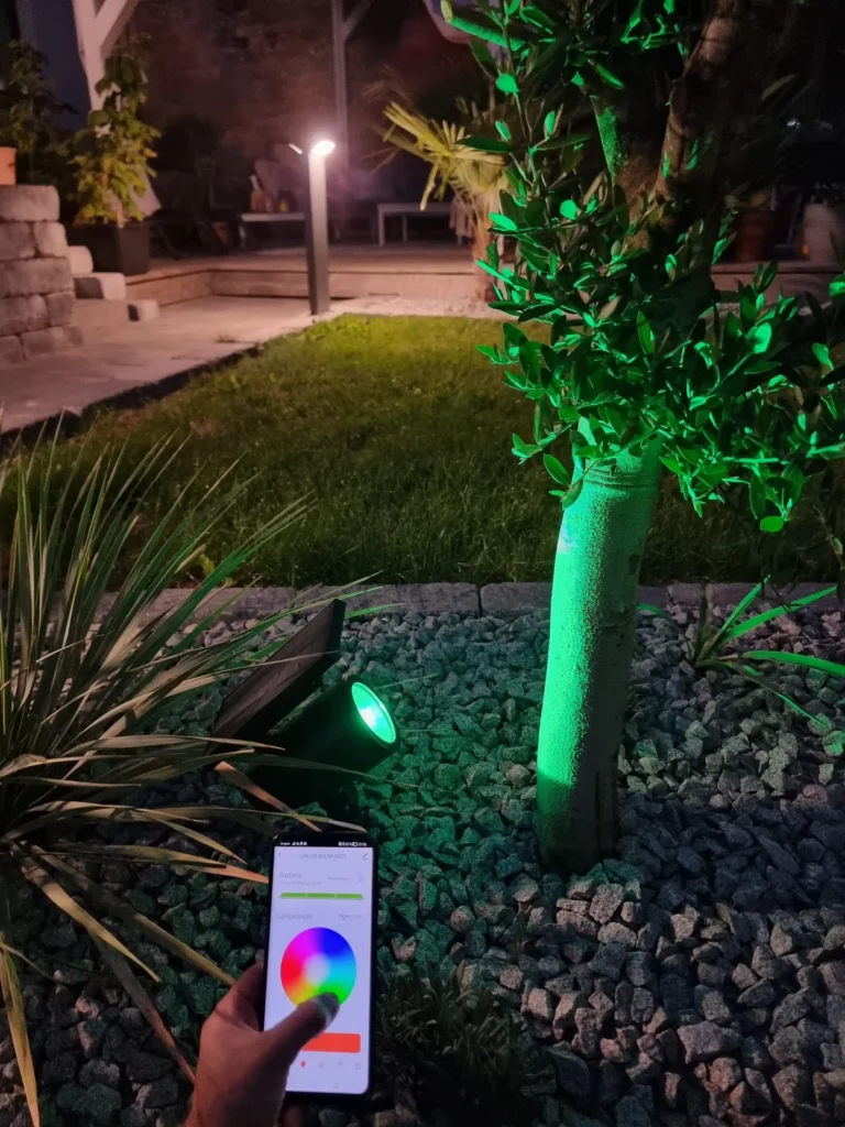 smart-plus-solar-spot-light-multicolor-in-use-garden-remotely-adjusted